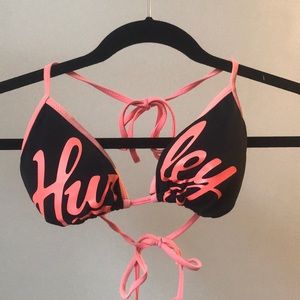 Hurley Pink and Black Bikini Top